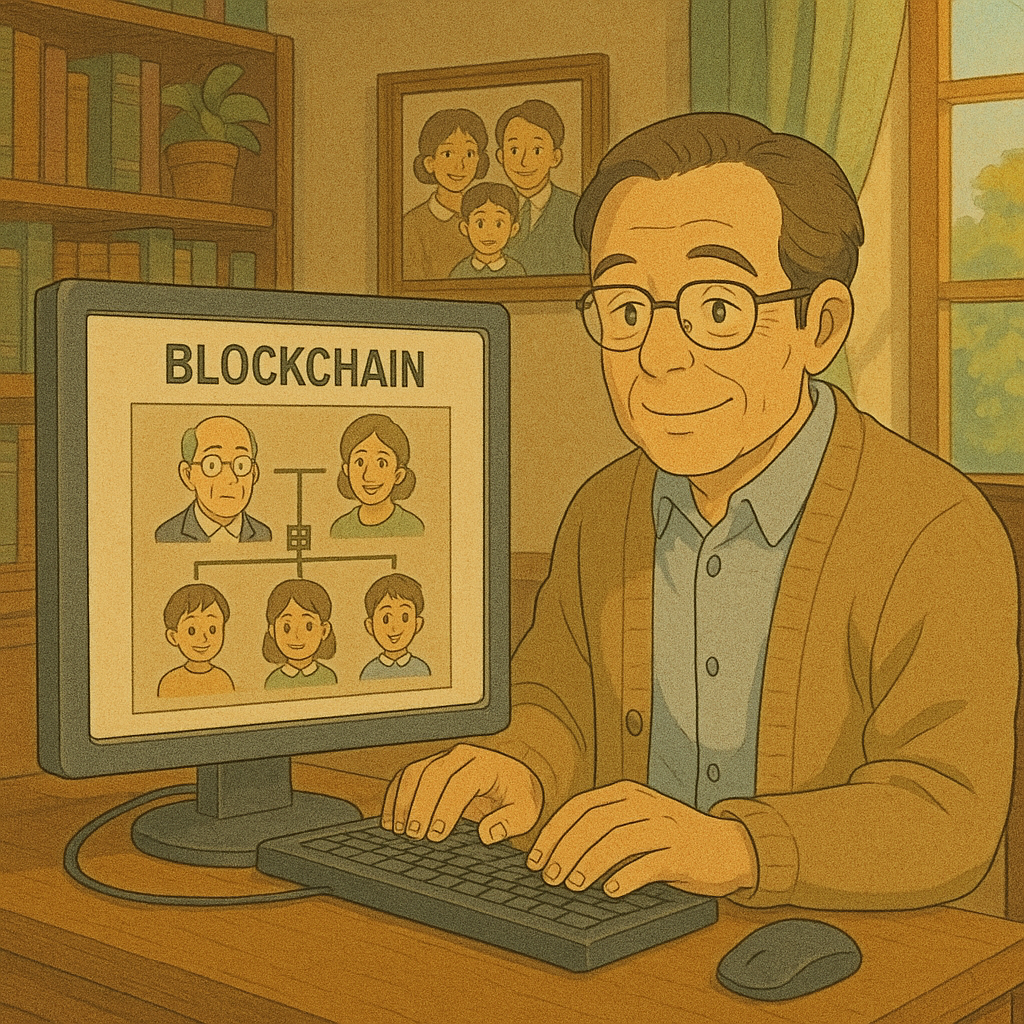 블록체인에 가족 족보를 기록한 사람 사진