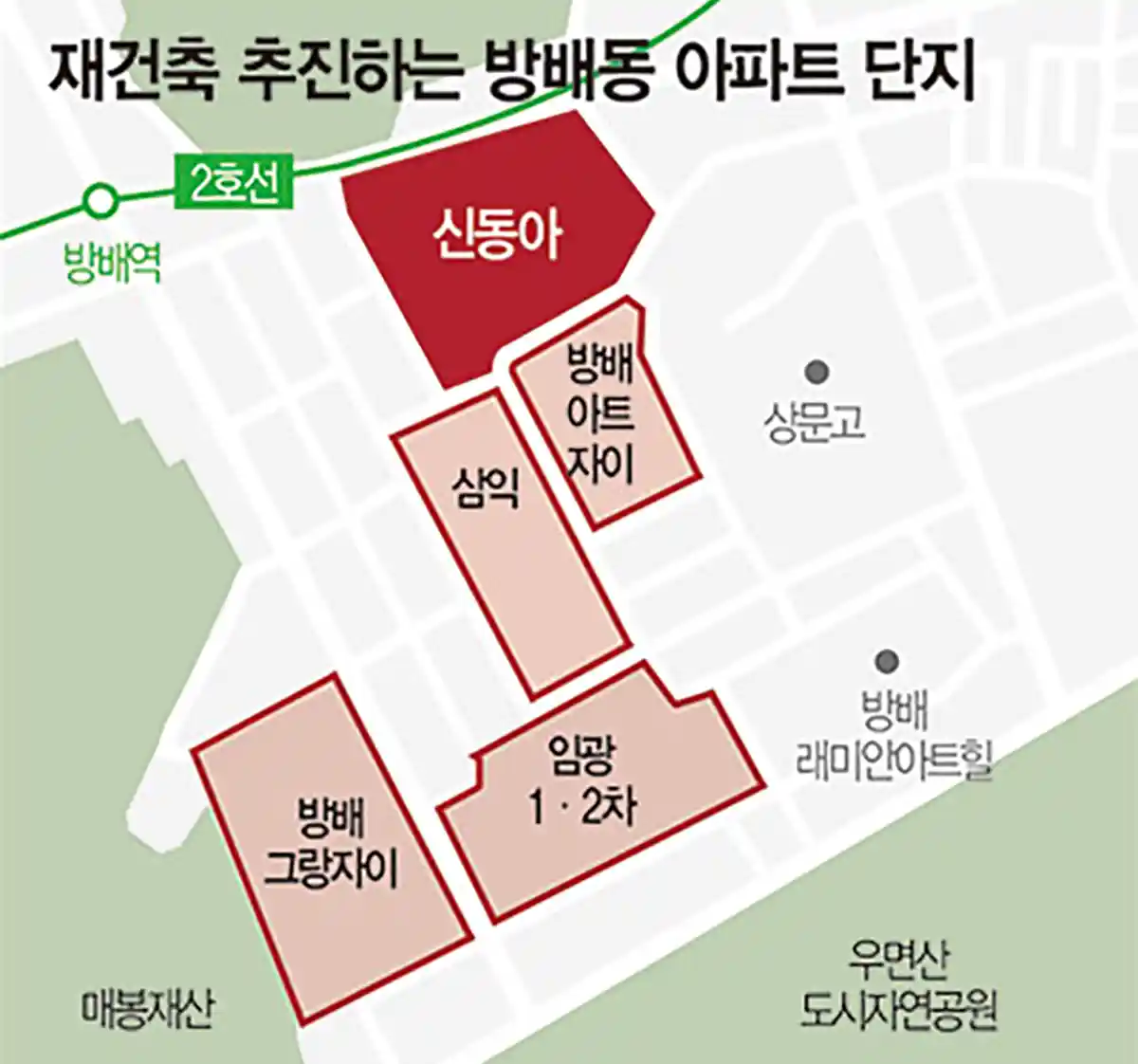 방배동-재건축단지-신동아아파트-임광1,2차아파트-삼익아파트-위치