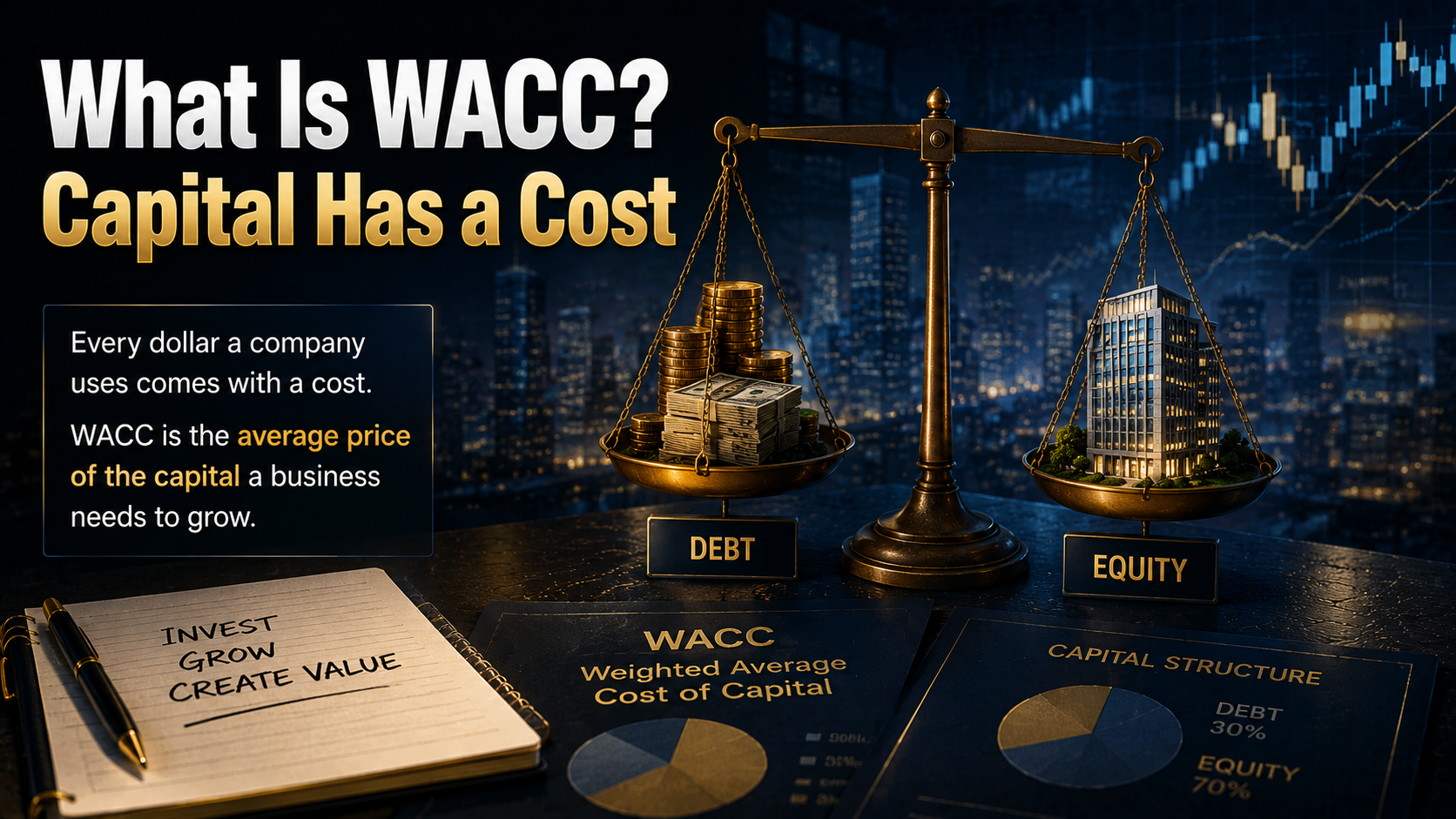 WACC weighted average cost of capital explained through debt and equity financing