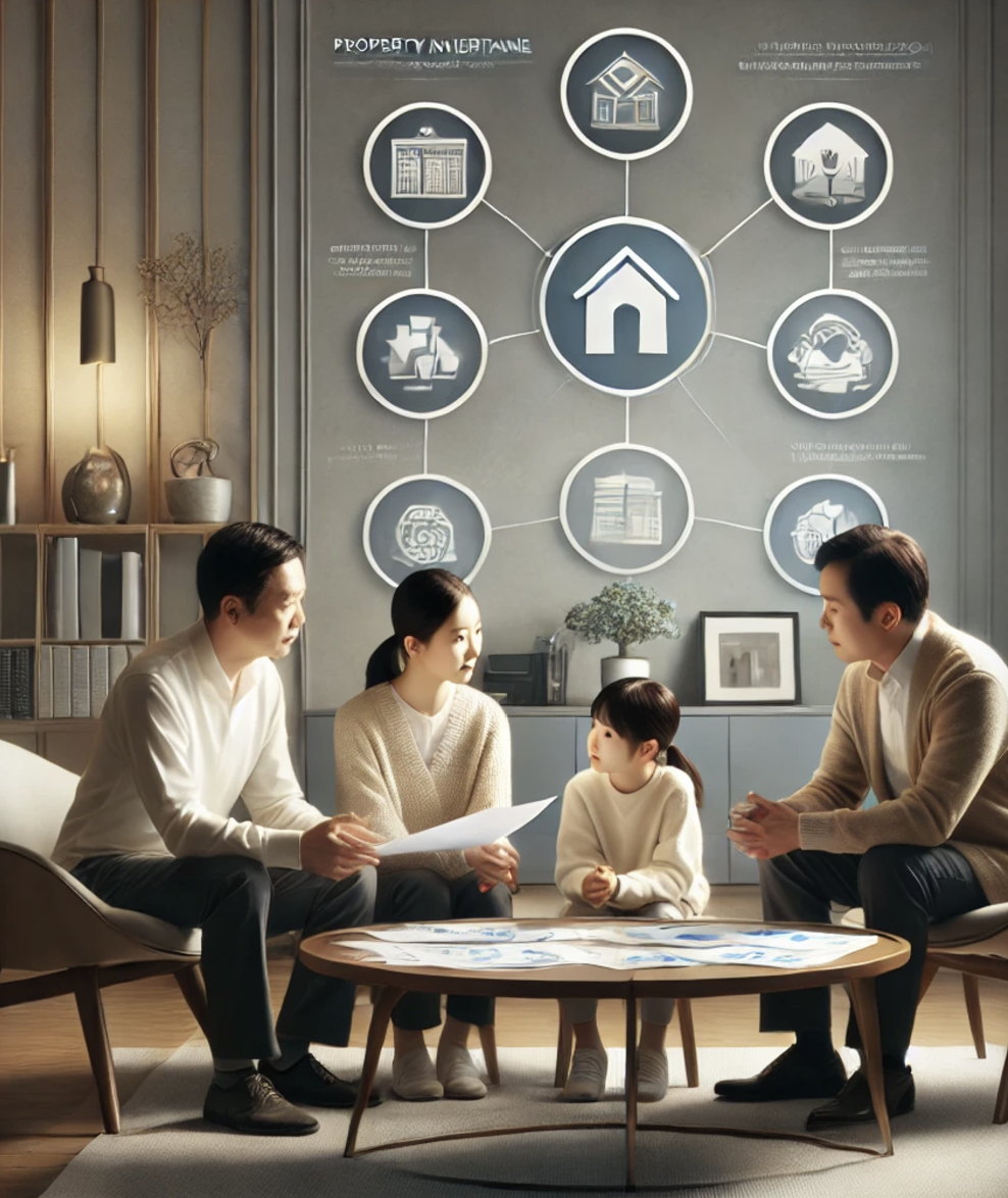 가족끼리 상속 재산에 대해 논의하는 모습