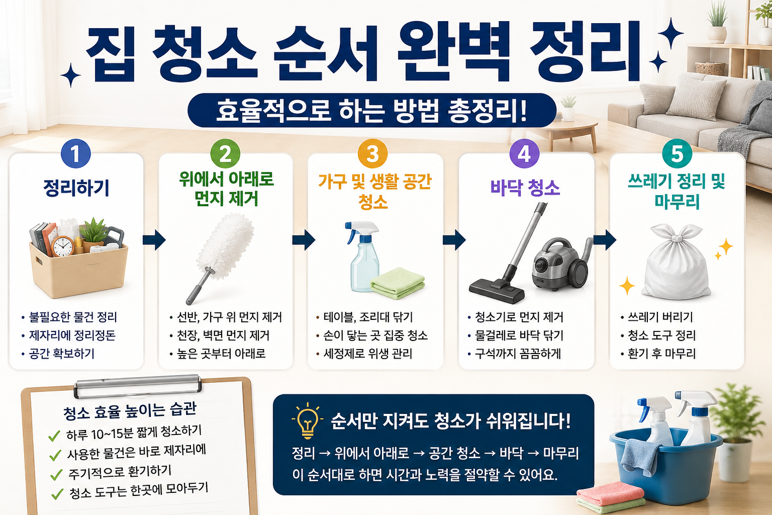집 청소 순서 완벽 정리