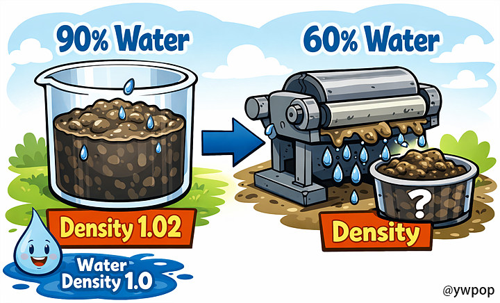 탈수된 슬러지가 갖는 비중