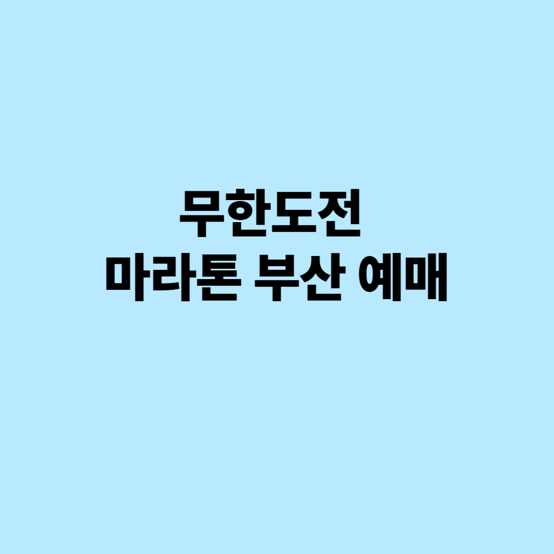 무한도전 마라톤 부산 예매