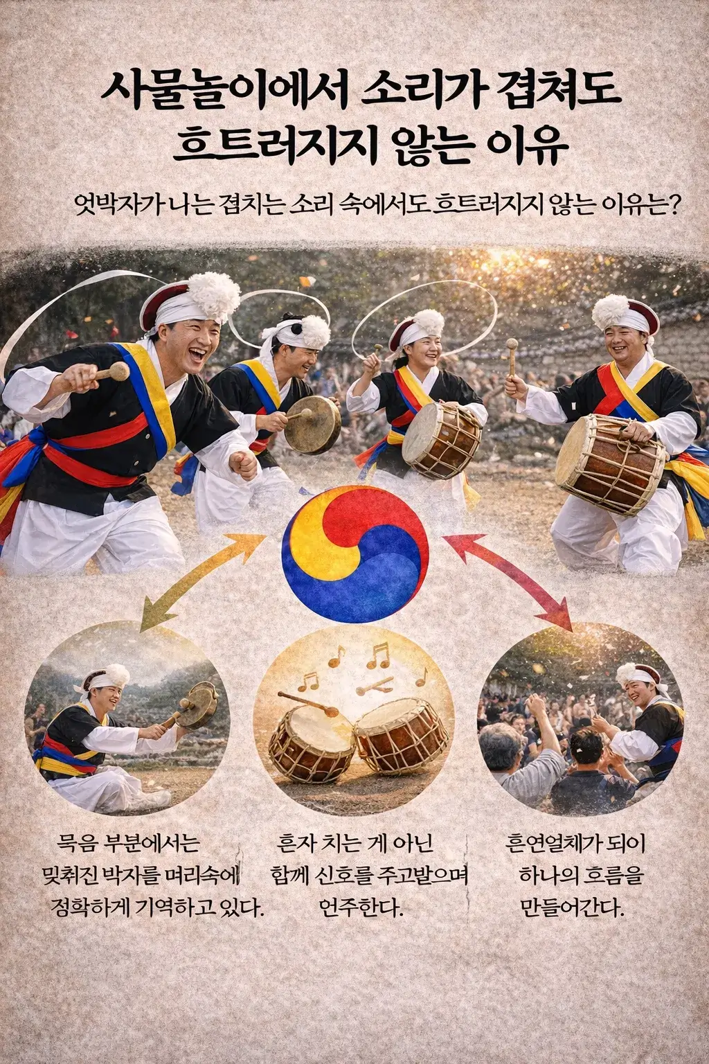 사물놀이에서 소리가 겹쳐도 흐트러지지 않는 이유
