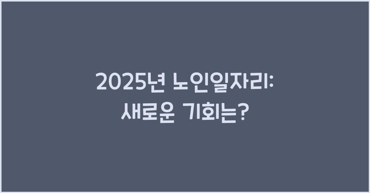 2025년 노인일자리