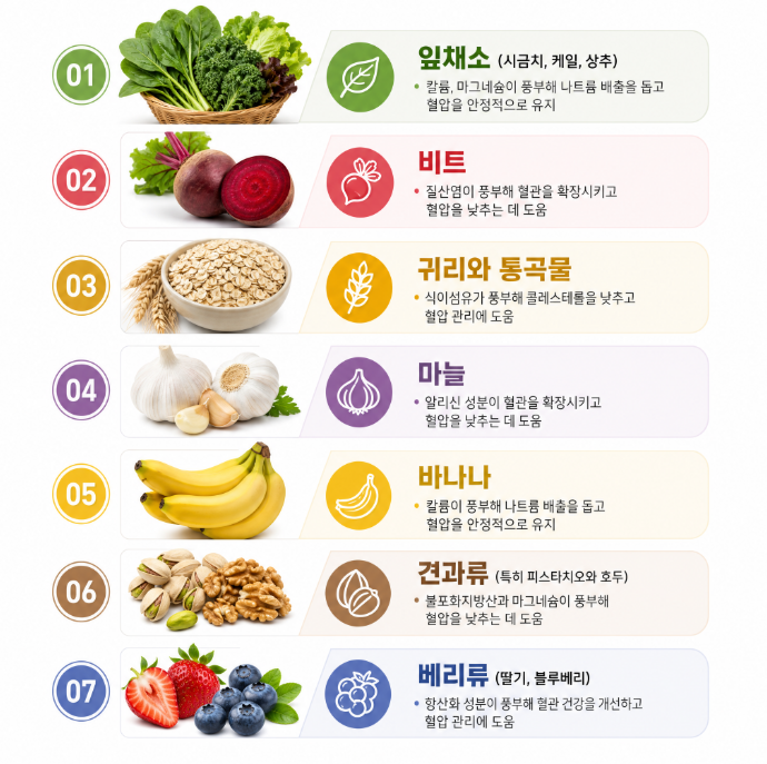 혈압 낮추는 데 도움을 주는 기특한 식재료 7가지