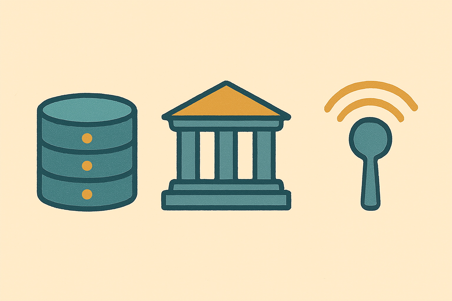 [데이터, 아키텍처, 통신을 형상화 한 일러스트가 순서대로 나열되어있다.