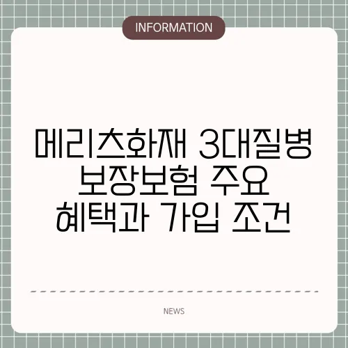 메리츠화재 3대질병 보장보험 주요 혜택과 가입 조건