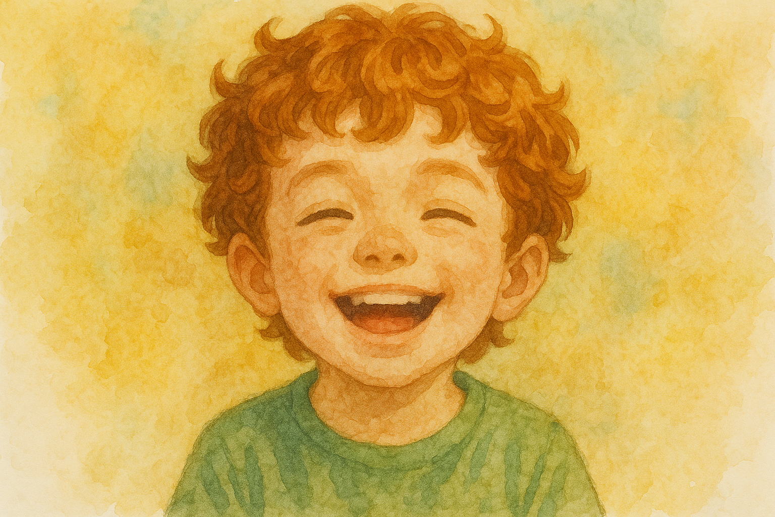 행복한 미소의 소년 초상화