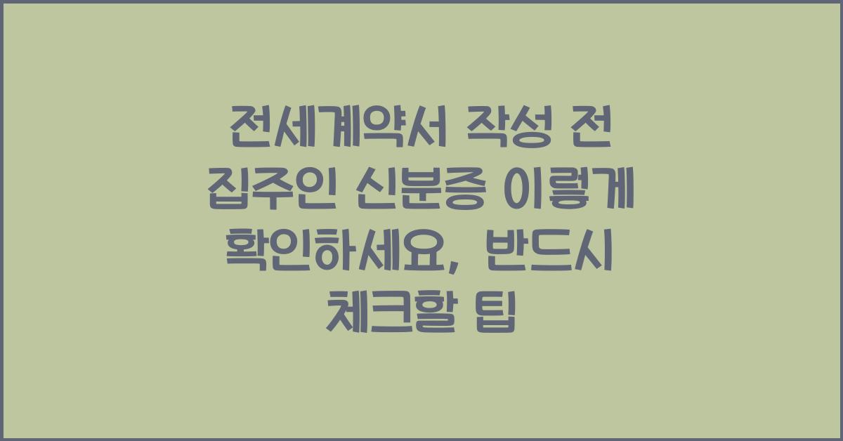 전세계약서 작성 전 집주인 신분증 이렇게 확인하세요