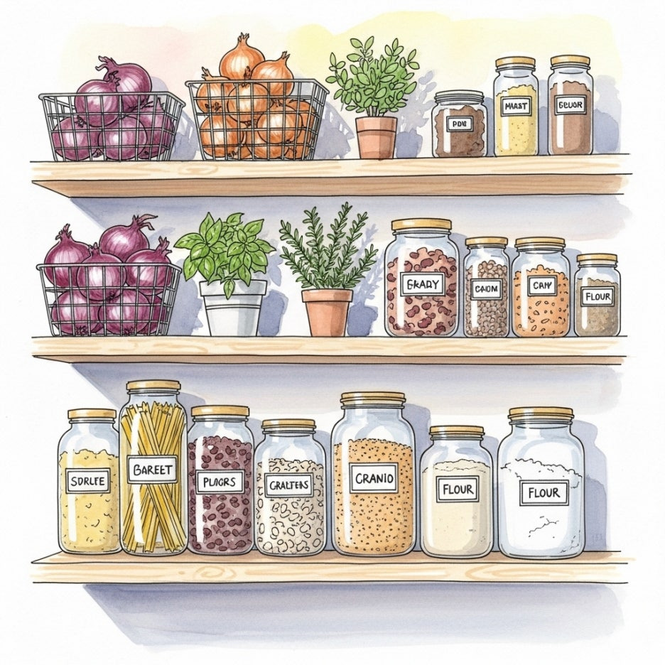 바람이 잘 통하는 곳에 보관된 양파