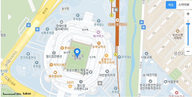 월드컵주경기장 위치안내도