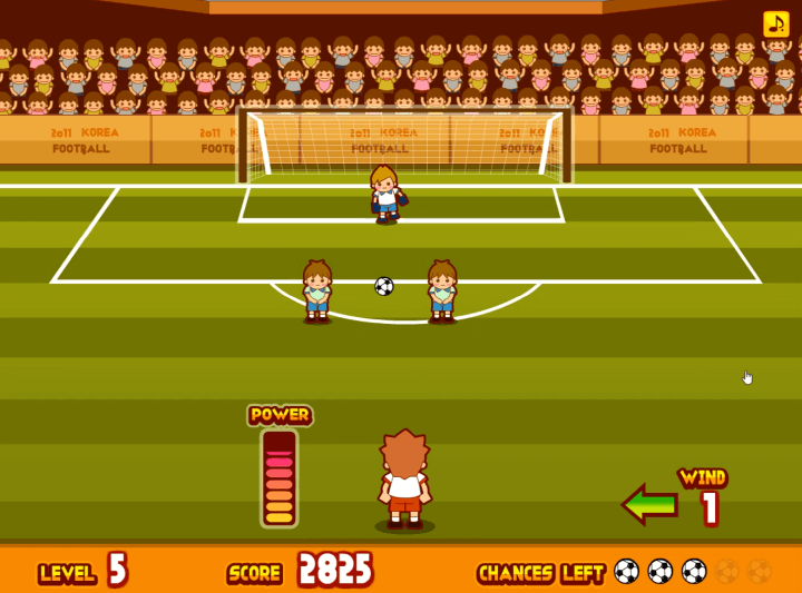 파워-게이지를-채우고-골대로-공을-차는-화면