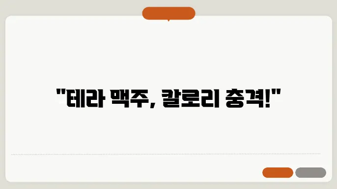 테라 맥주 칼로리