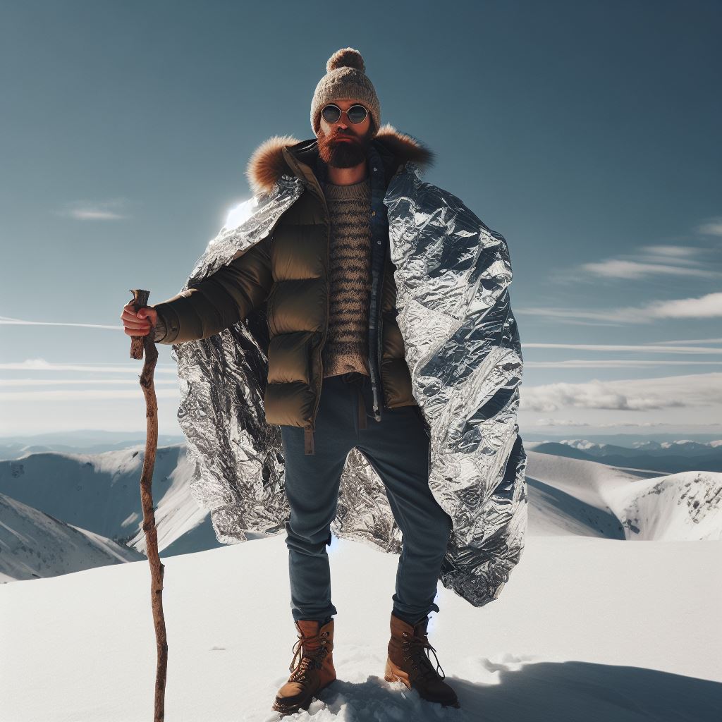 겨울-등산-은박담요를-걸치고-있는-남성