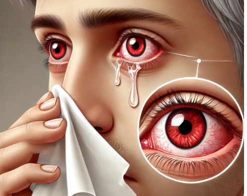 결막염 증상 있는 사람의 생활 모습 