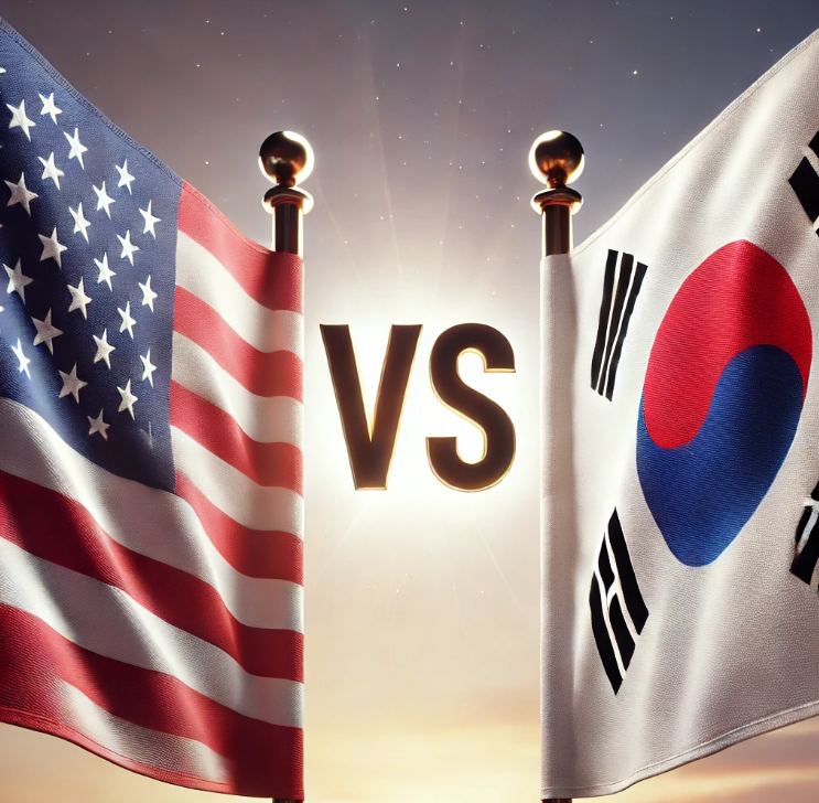 미국 국기 vs 한국 국기