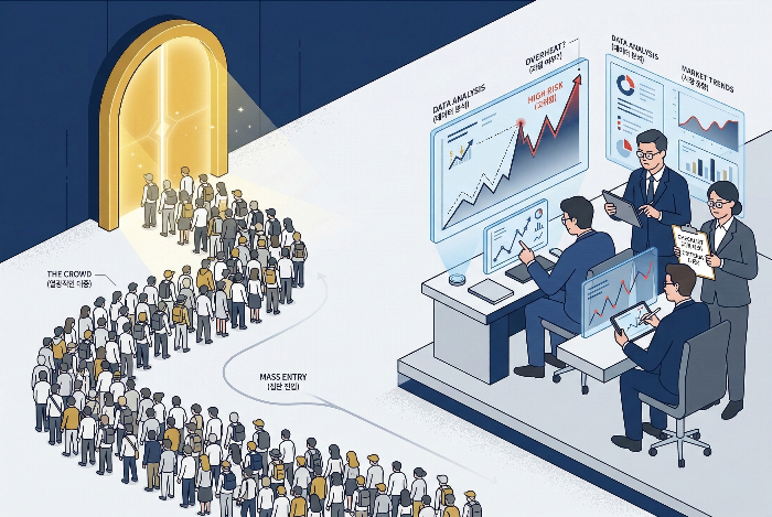 시장의 포모(FOMO) 심리와 객관적 투자 지표 사이의 긴장감.
