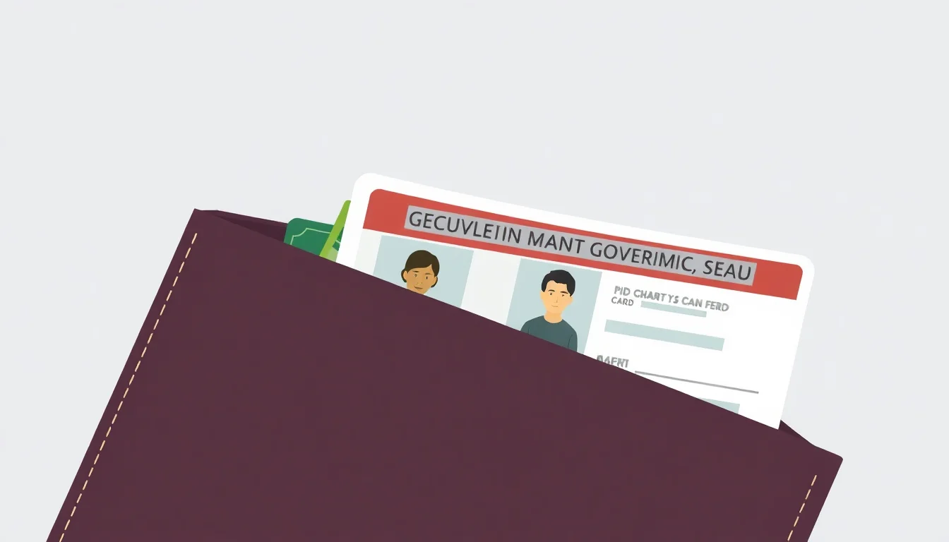 붉은색 지갑에서 신분증이 튀어나온 모습