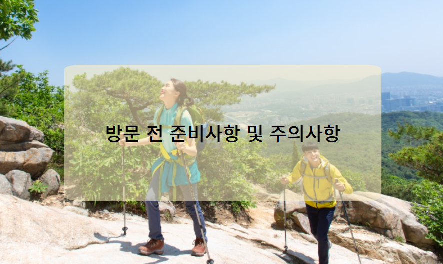 방문 전 준비사항 및 주의사항