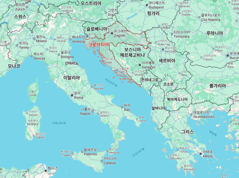 한국에서 크로아티아로 가는 직항편은 없다