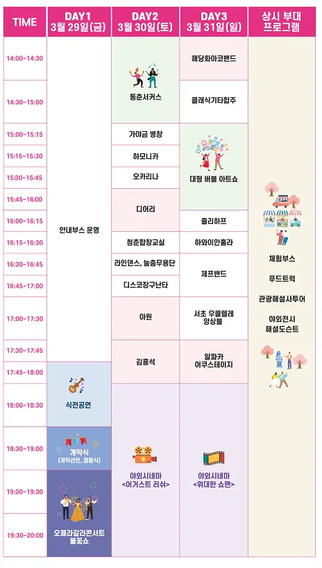 양재천 벚꽃 등 축제 일정표 2