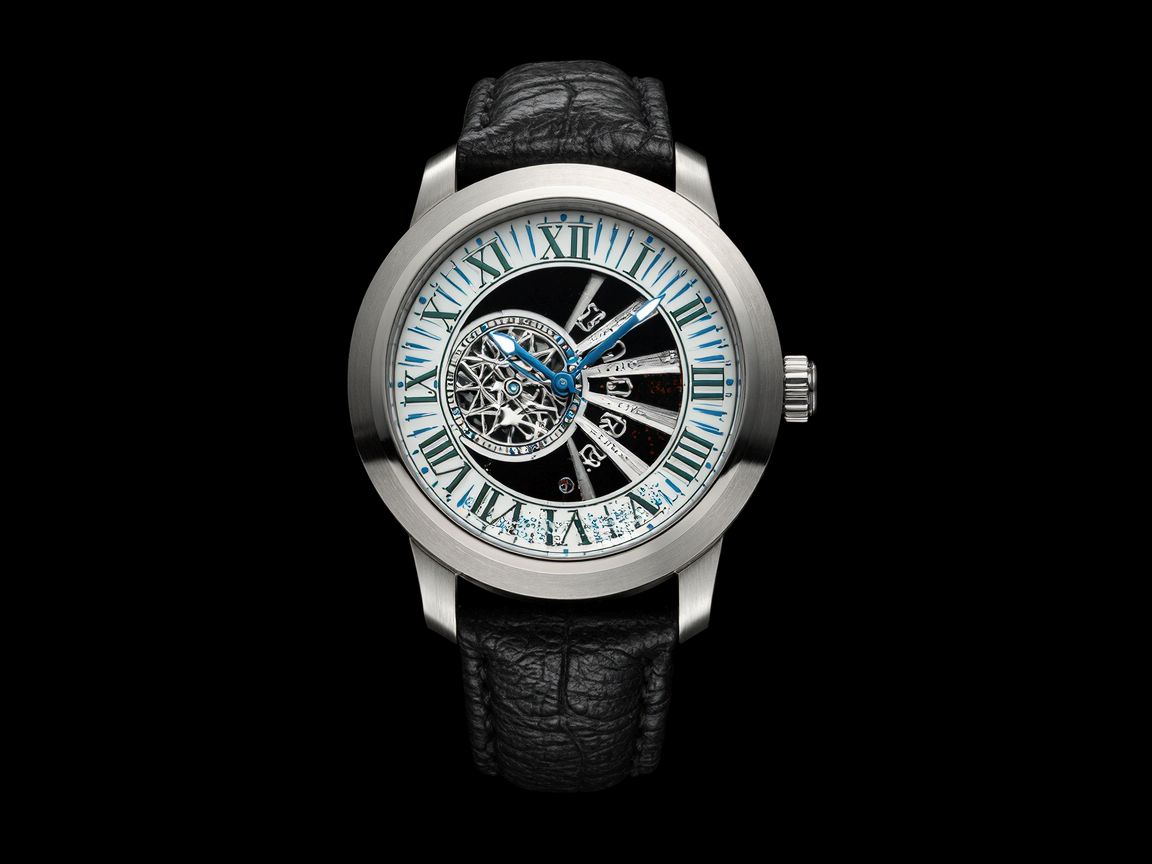 독특한 패턴의 다이얼을 가진 시계 이미지