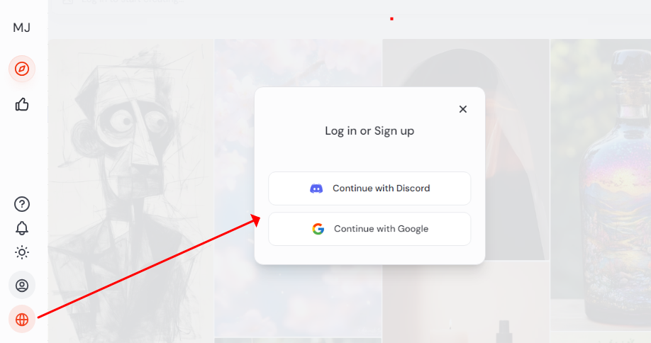미드저니 공식 웹사이트에 접속하여 계정에 로그인