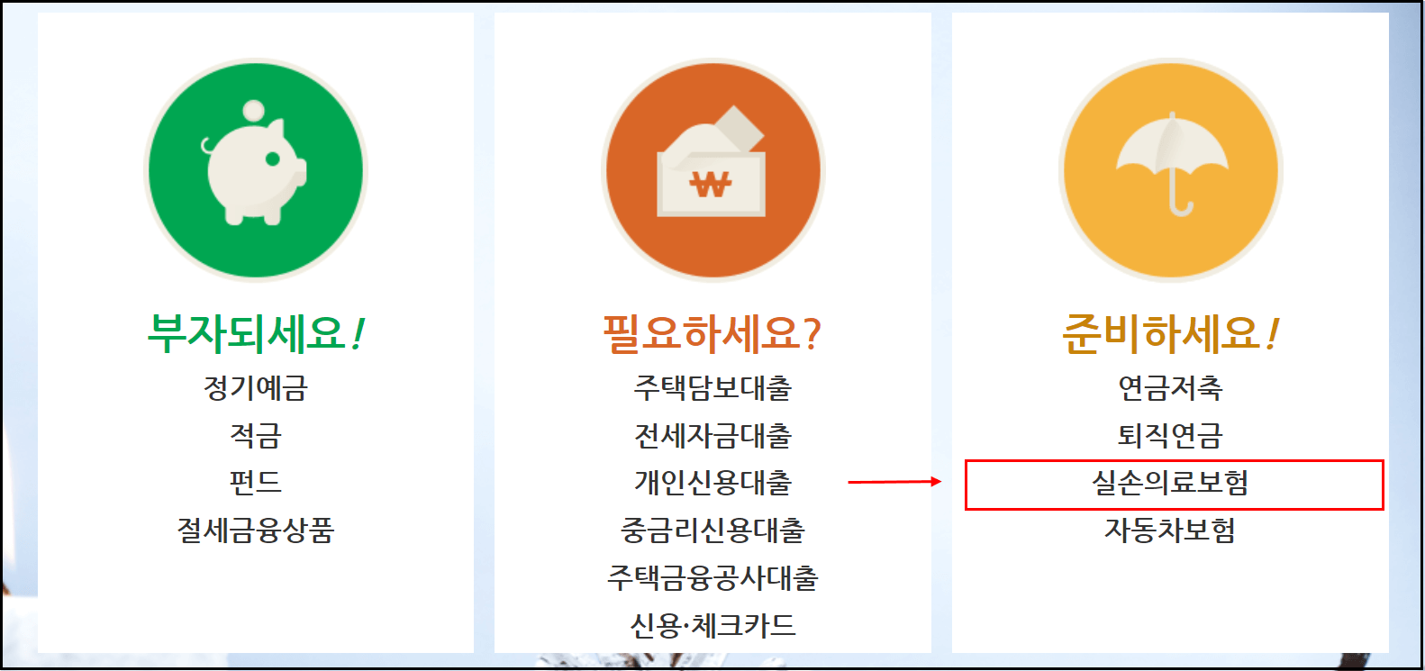 실손의료보험-접속화면