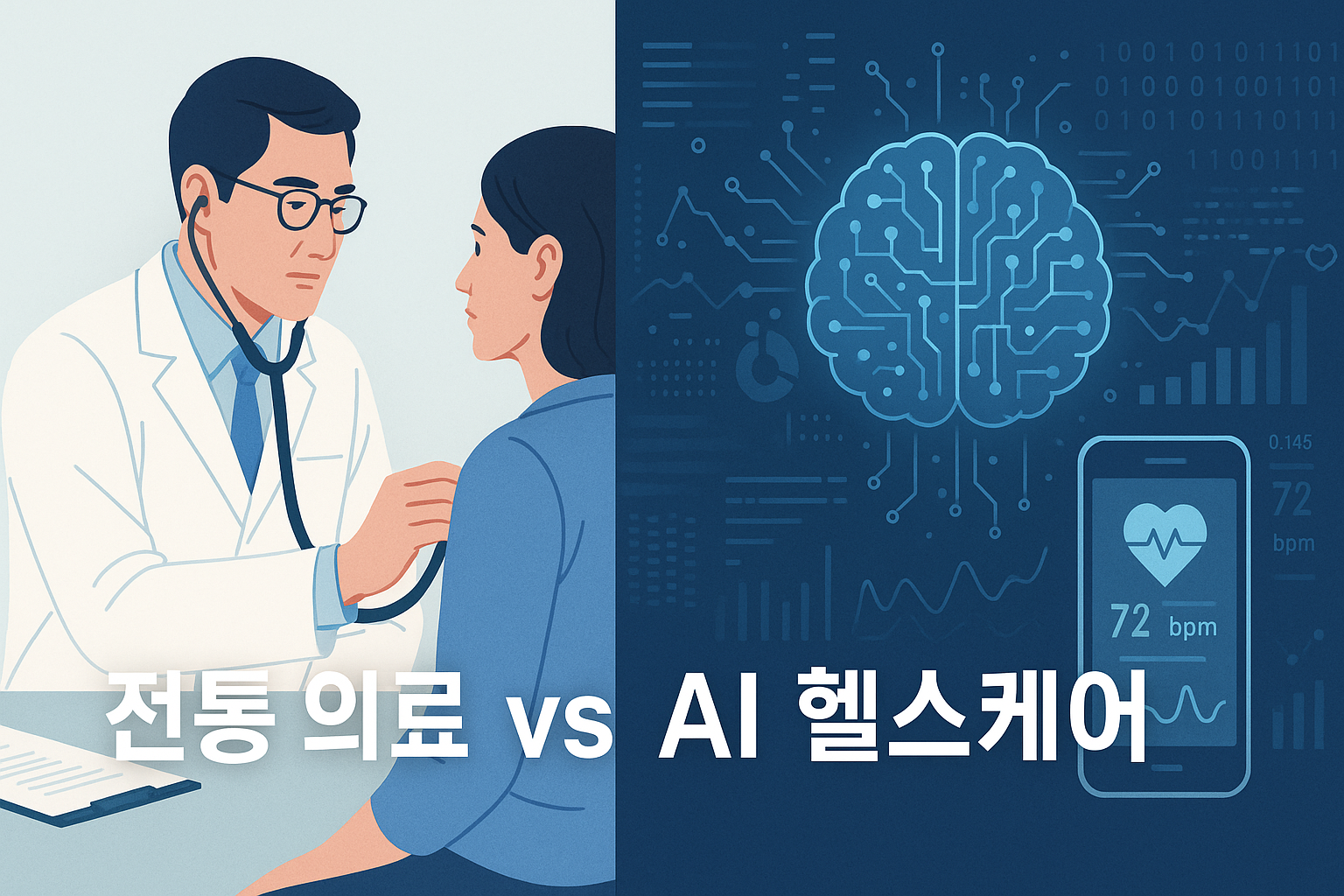 &quot;전통 의료와 AI 헬스케어&quot;에 대한 이미지입니다.