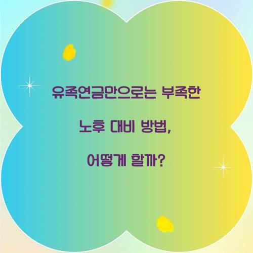 유족연금만으로는 부족한 노후 대비 방법