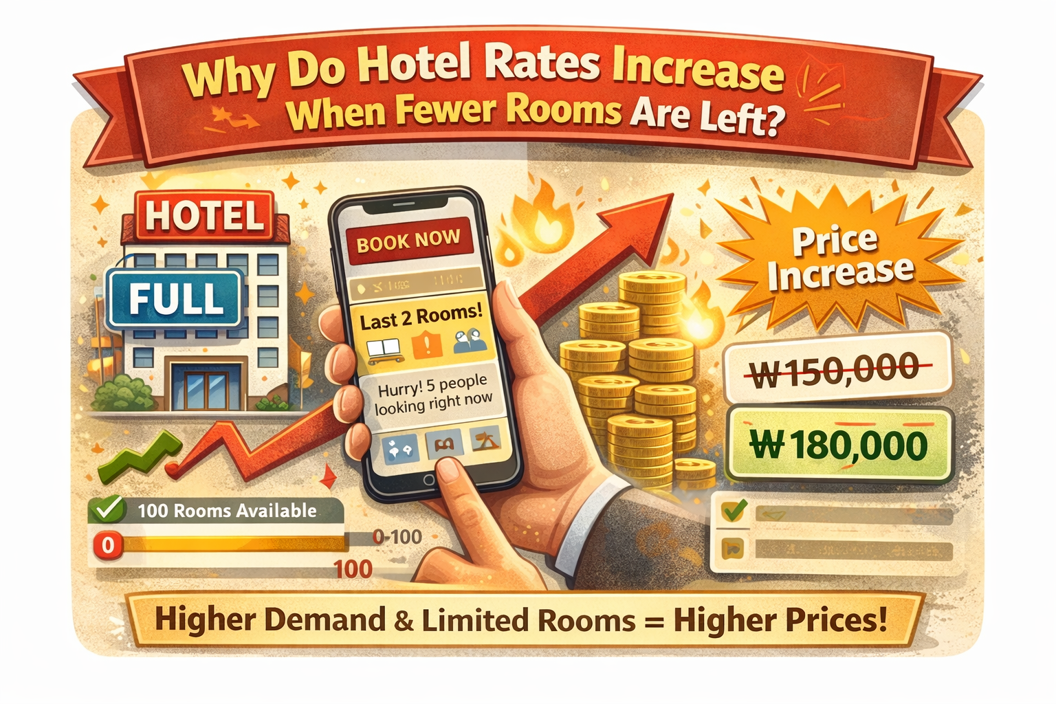 잔여 객실이 적어지면 요금이 올라갈까