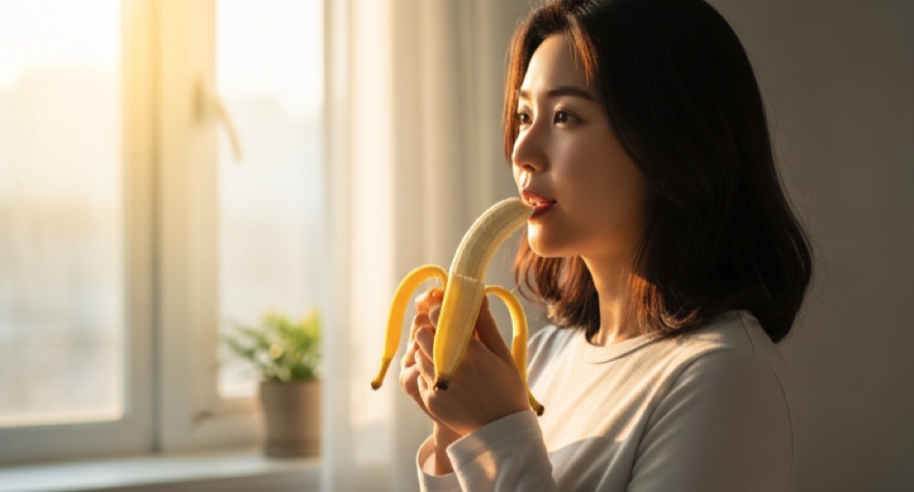 바나나 효능 아침 섭취 모습