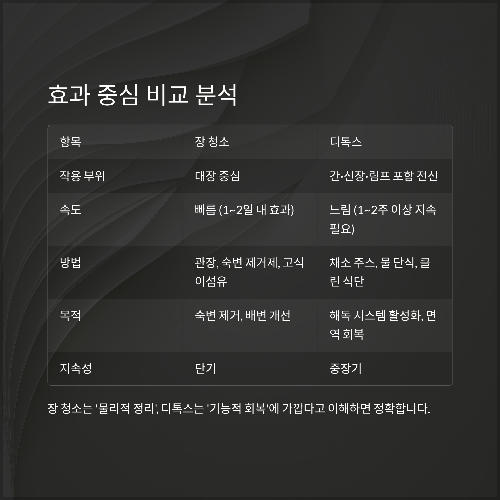 장 청소와 디톡스, 뭐가 다를까? 효과 중심 비교 분석