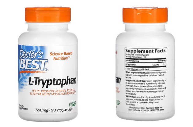 Doctor's Best, L-트립토판, 500mg, 베지 캡슐 90정
