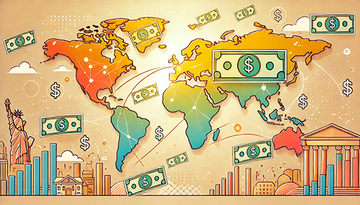 미국 달러의 기축통화 역할과 경제적 영향 - 글로벌 금융 시스템 및 환율 변동 개념 설명 이미지