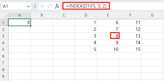 엑셀 INDEX함수 예제
