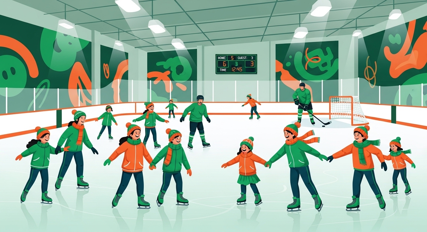 국제 규격의 목동 아이스링크에서 다양한 사람들이 스케이트를 즐기는 모습.