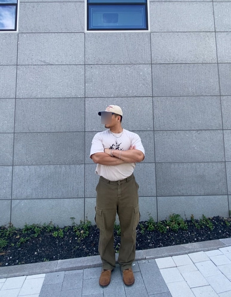 데일리룩('26. 9. 5.)곤니치와봉쥬르 빈티지 워싱투톤 볼캡, 스탠다드에러 피그먼트 티셔츠, 프리즘웍스 카고팬츠, 레드윙 아이언레인저 스웨이드 8083 호손 뮬스키너, 케이엔드