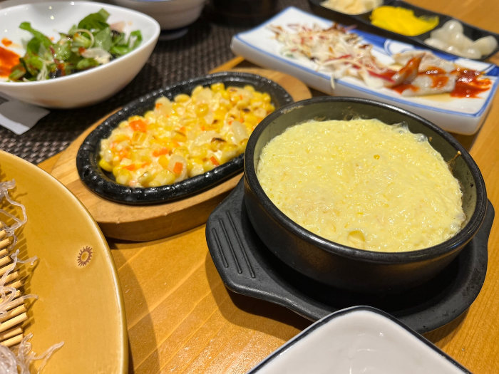 콘치즈, 달걀찜 그리고 혼마구로 머리구이