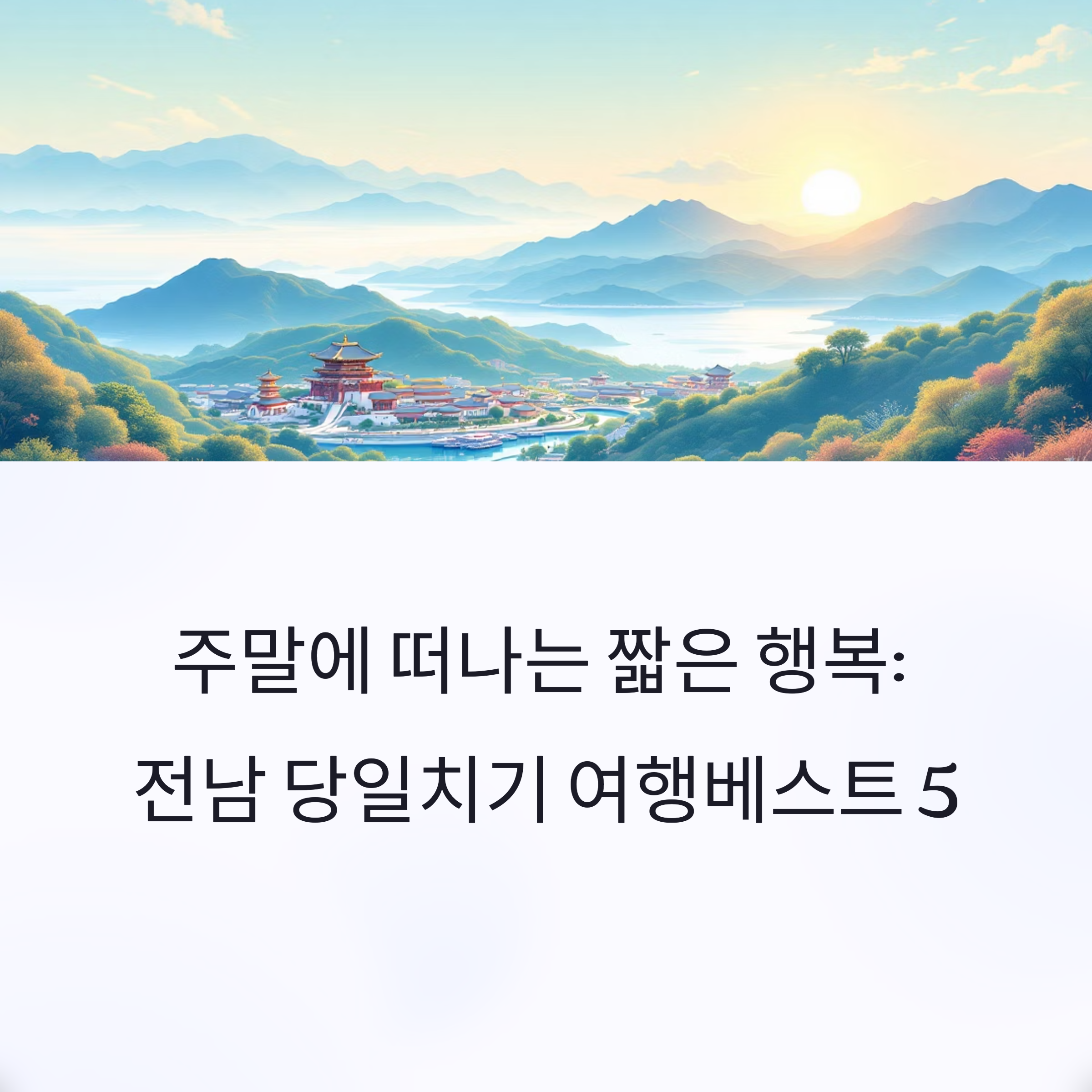 전남 당일치기 여행지 베스트 5