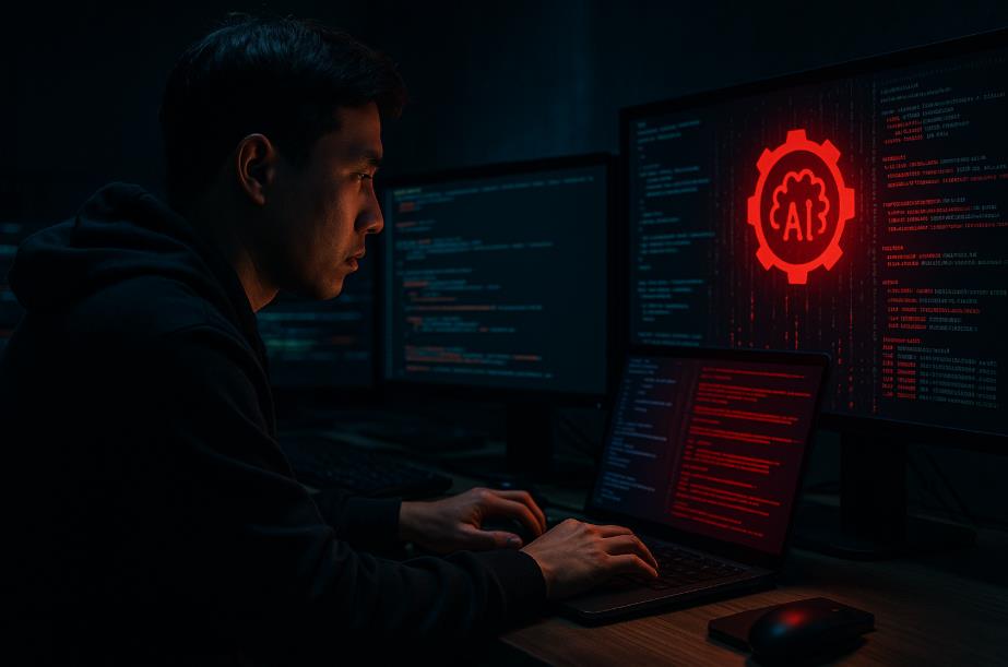 AI 해킹 기법으로 진화하는 사이버 공격 장면