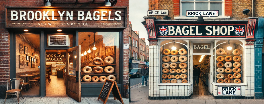 뉴욕 브루클린 베이글 가게와 런던 브릭레인 베이글 가게