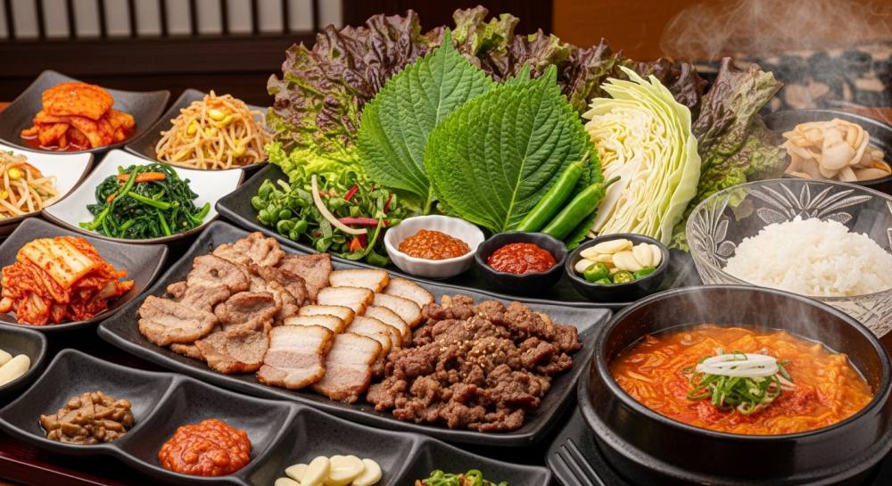 고기쌈밥정식 음식 사진