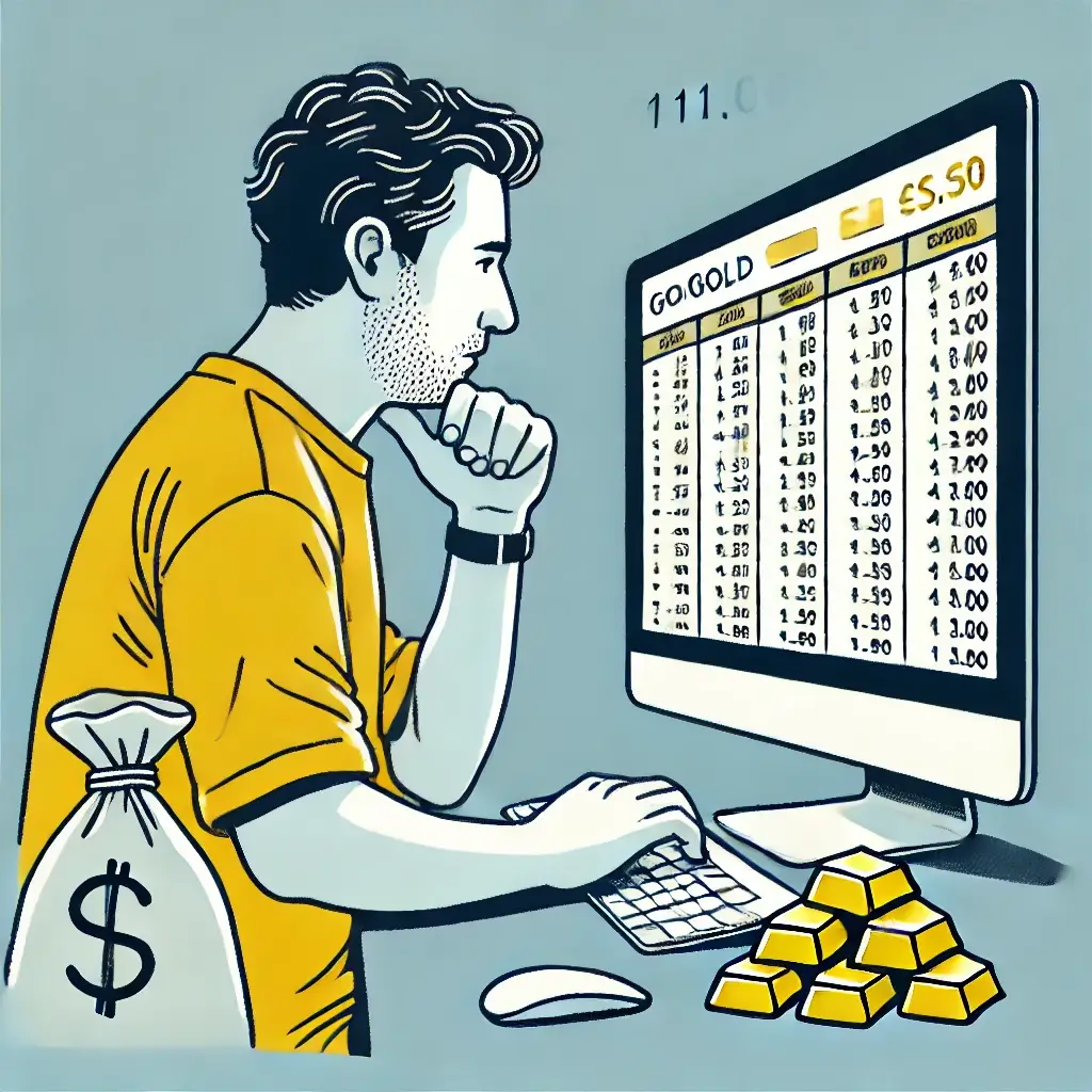 컴퓨터로 금 거래를 하는 남자