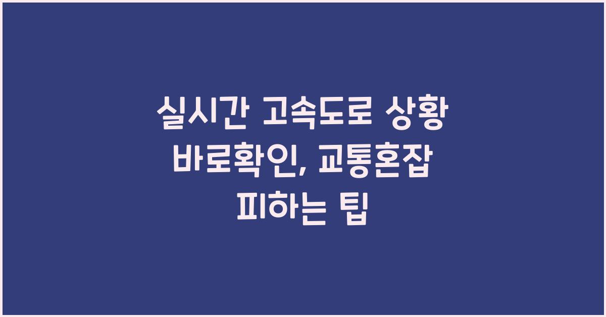 실시간 고속도로 상황 바로확인