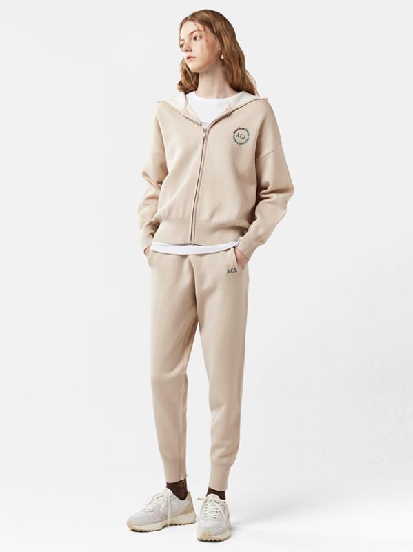 프리미엄 니트 후드집업 트레이닝 팬츠 세트 오트밀
