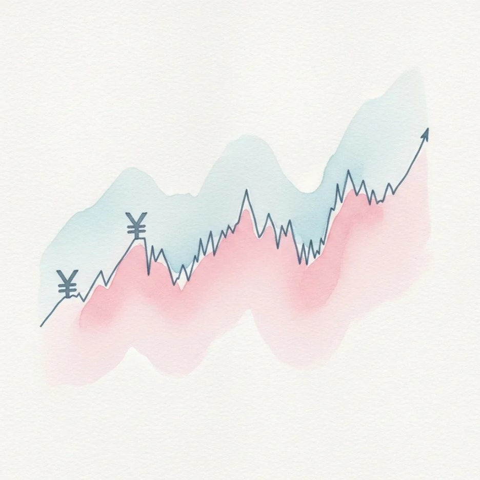 엔화 환율 변동 그래프가 부드럽게 표현된 모습