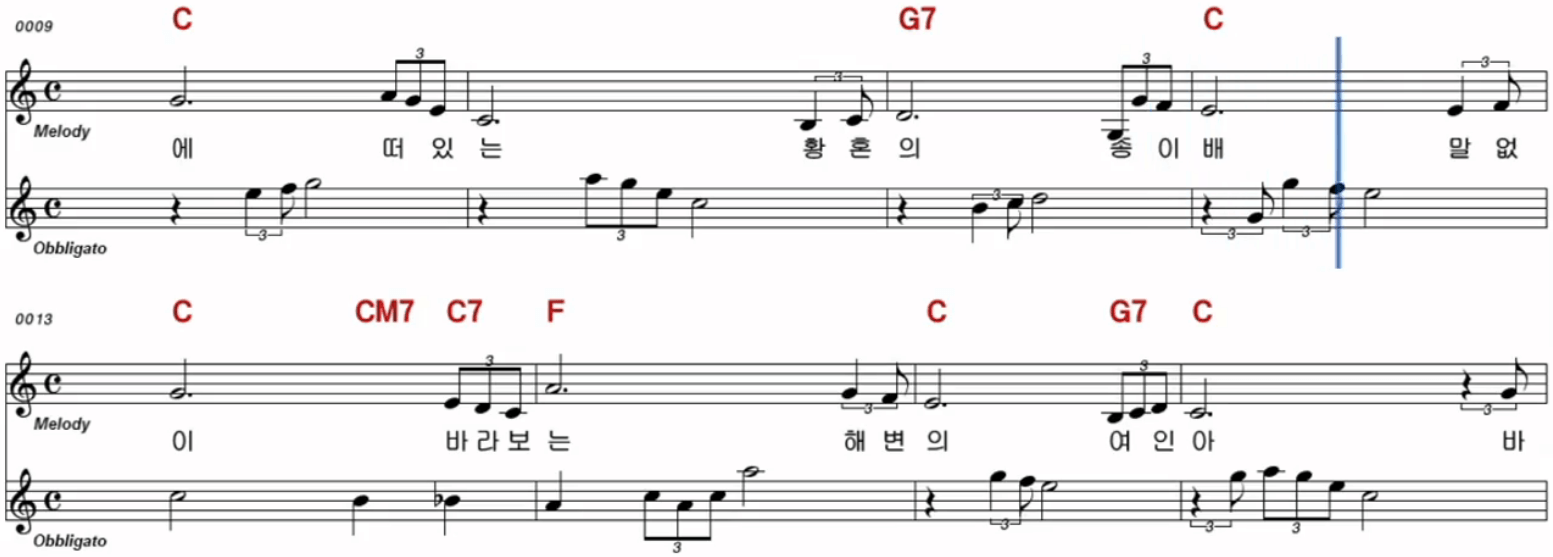 나훈아 해변의 여인 악보