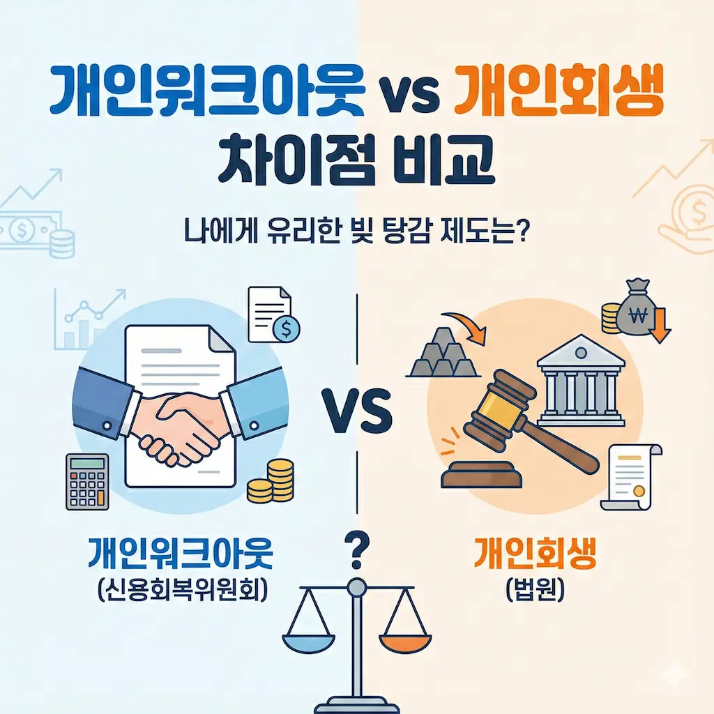 개인워크아웃 vs 개인회생 차이점 비교｜나에게 유리한 빚 탕감 제도는?